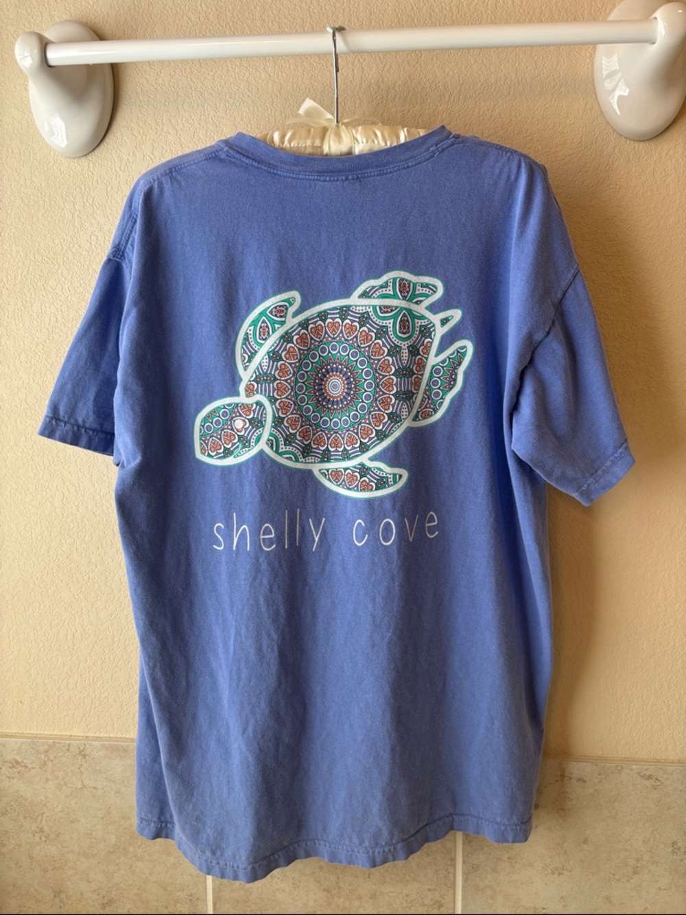Shelly Cove Turtle Graphic Tee Shirt Comfort Colors Periwinkle Blue Size Large